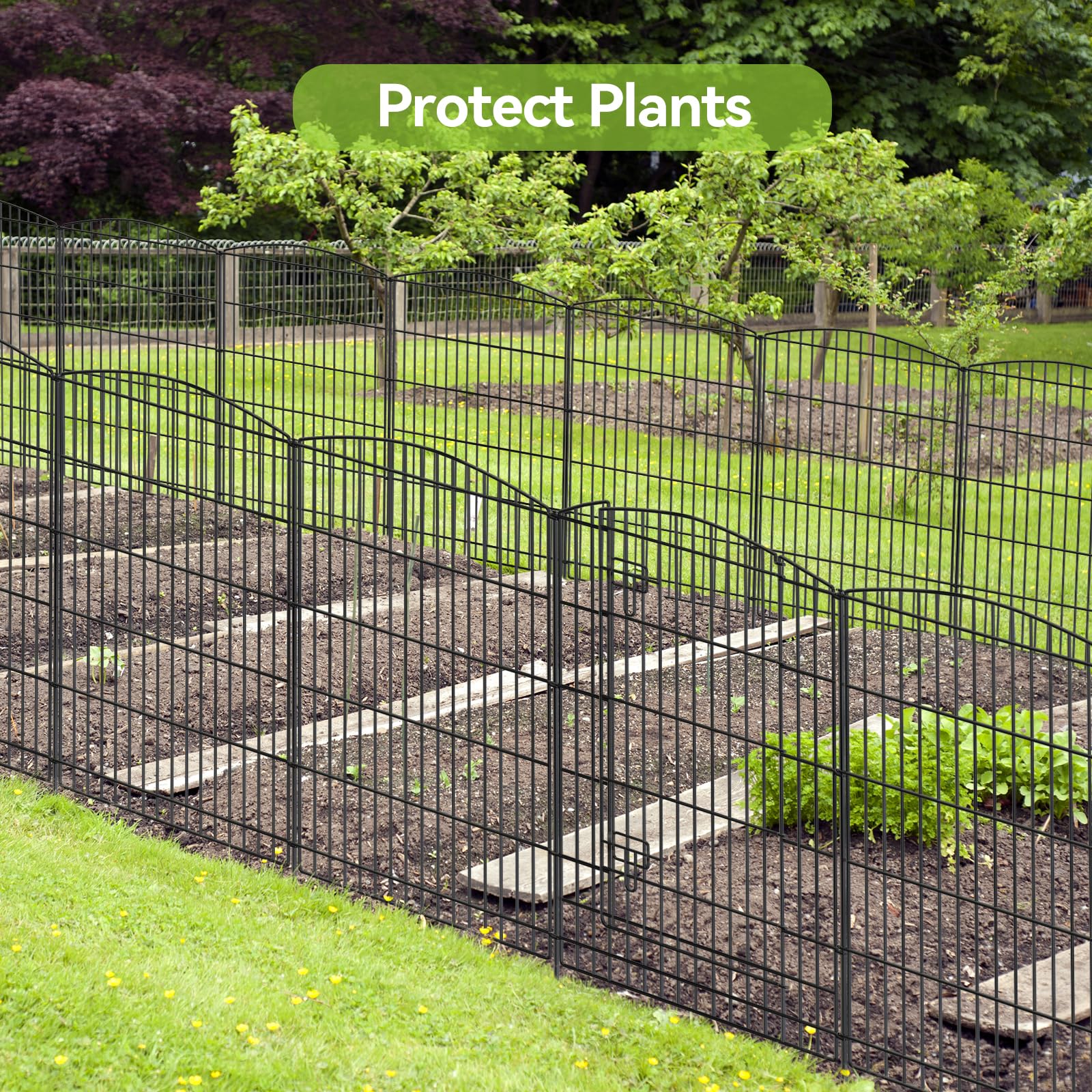 INJOPEXI Decorative Garden Fence 12 Panels 26ft (L)×36in (H